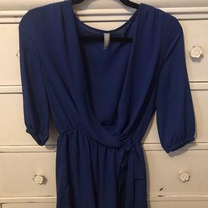 Blue Ruffle Wrap Romper